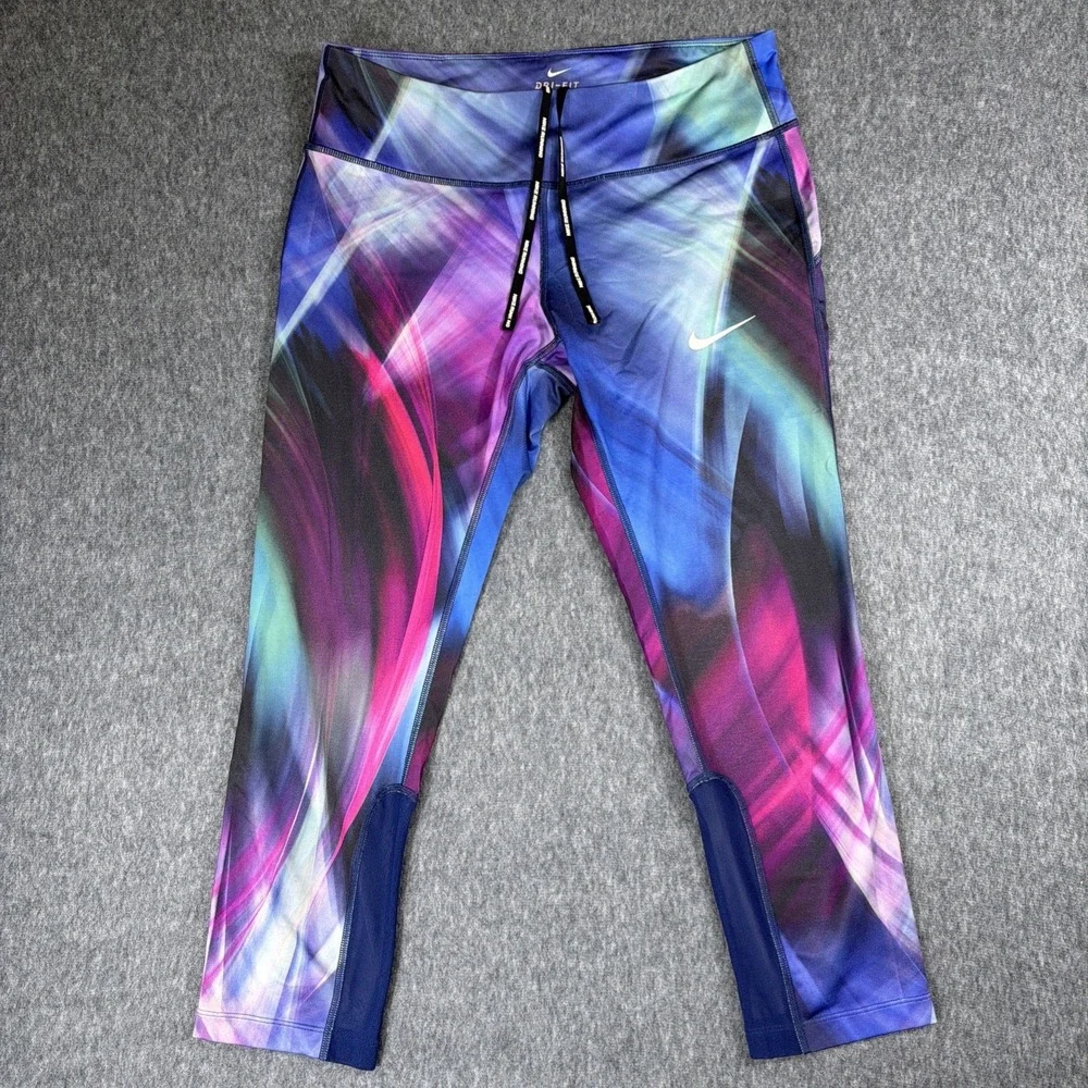 Nike‎ Epic Running Leggings Women's Sz Medium DRI-FIT Colorful AA4434-560